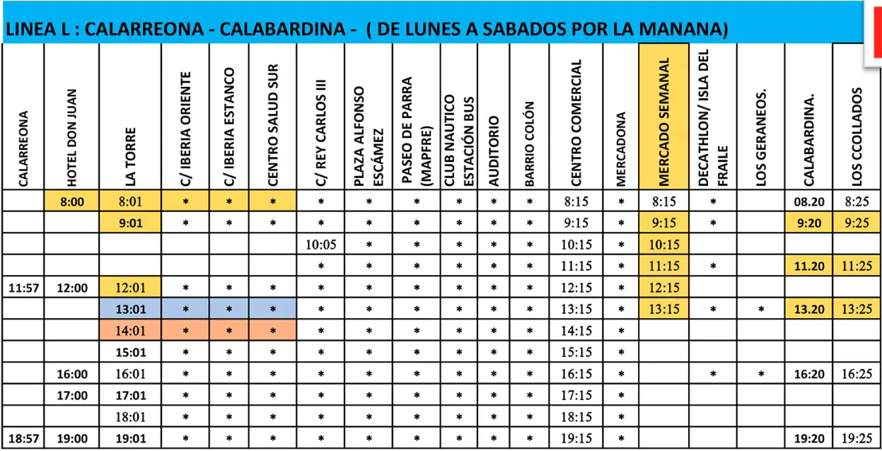 autobus aguilas calabardina