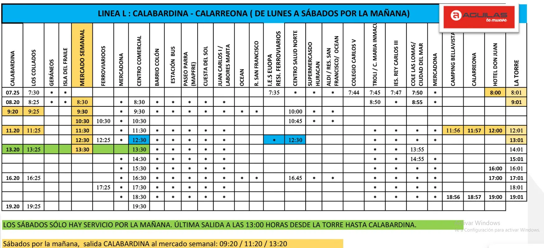 autobus calabardina Águilas actualizado